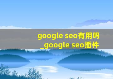 google seo有用吗_google seo插件